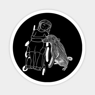 Disabled girl and therapy dog Magnet